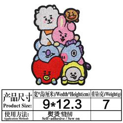 BTS anime embroidered fabric patch 10pcs a set