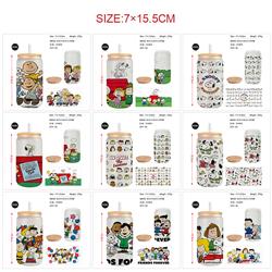 Snoopy anime glass cup 450ml